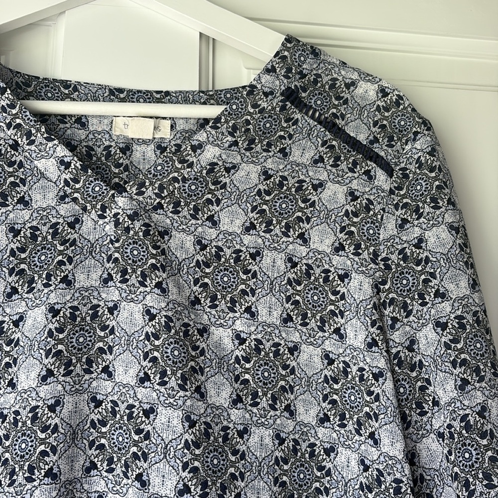 Tribal Jeans Elegant Gray Patterned Women's Top Blouse medium - Picture 3 of 6